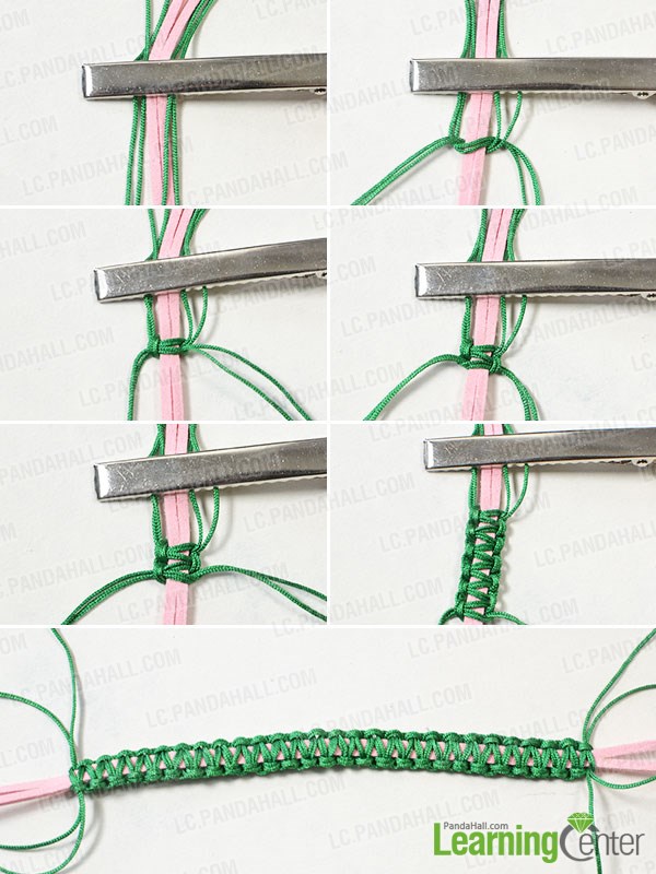Braid a green bracelet cord