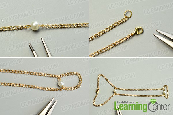 Finish the chain bracelet with ring attached