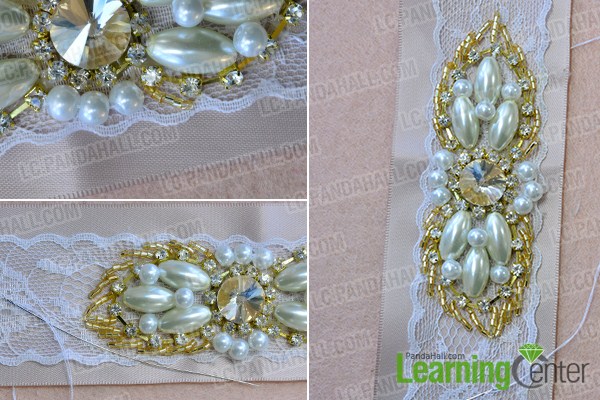 make the third part of the ribbon waist belt with pearl beads