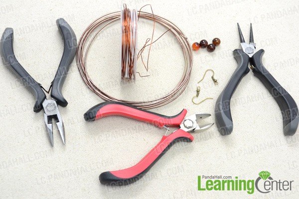 Materials and tools for the long wire wrapped earrings