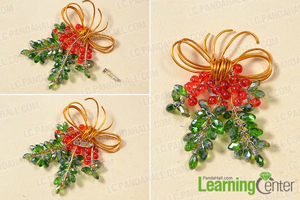 Add a pin back to the back side of the Christmas brooch.