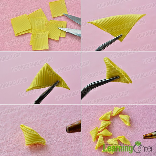 make the second part of the yellow ribbon flower headband