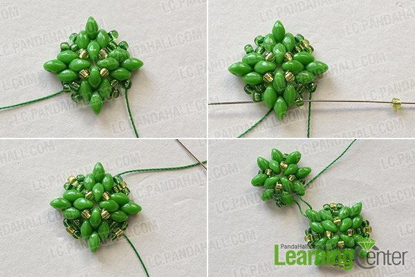 Make the third part of the green seed beads bracelet