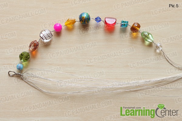 string beads on each 5 wire strands