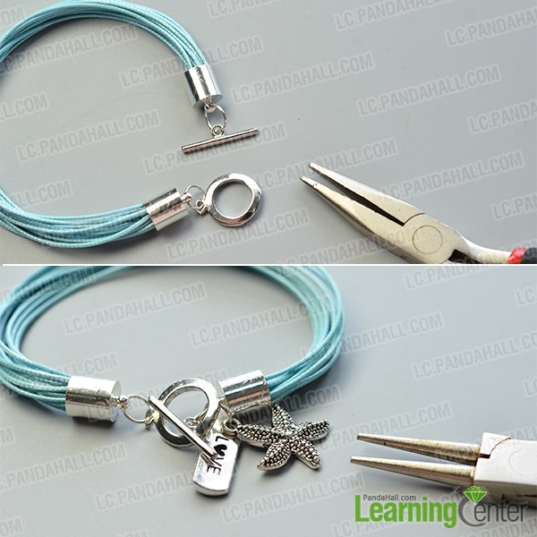 finish this simple waxed cord charm bracelet