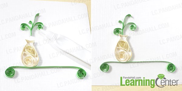 Add green quilling paper leaves