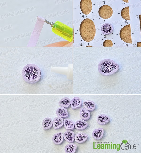 make the first part of the purple quilling paper flower necklace