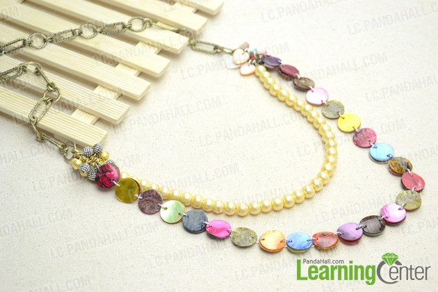 finished peal and mother of pearl shell bead necklace