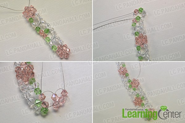 make the second part of the pink glass bead flower bracelet