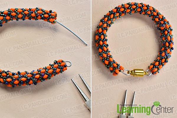 make the rest part of the orange 2-hole seed bead bracelet