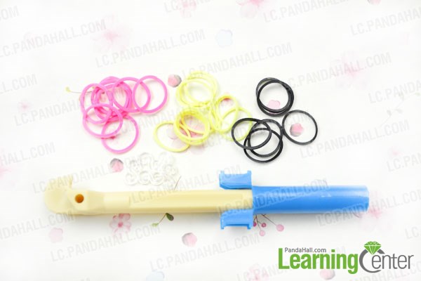 Materials needed in diy bow loom bracelet