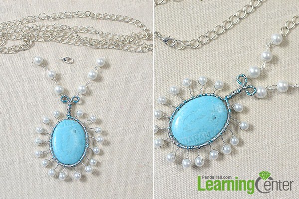 add turquoise bead and twisted chain 