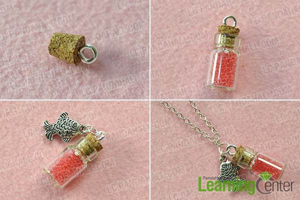 instructions on how to make the bottle and fish pendant necklace