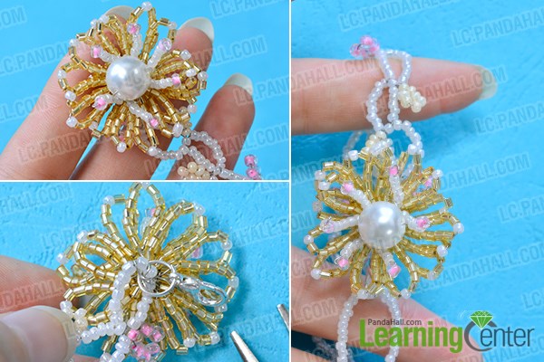 Finish this seed bead flower bracelet