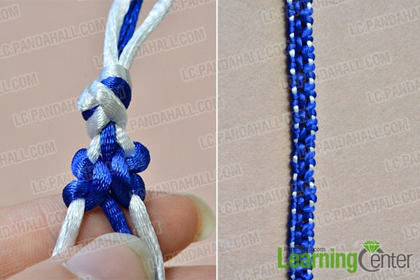 make the first part of the blue nylon thread friendship bracelet