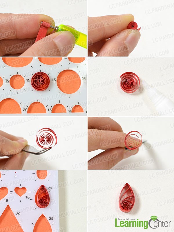 Make red quilling paper petals