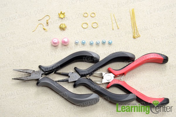 Supplies needed for making dangle earrings with beads