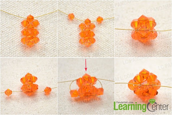 Make the ball pendant with crystal glass beads