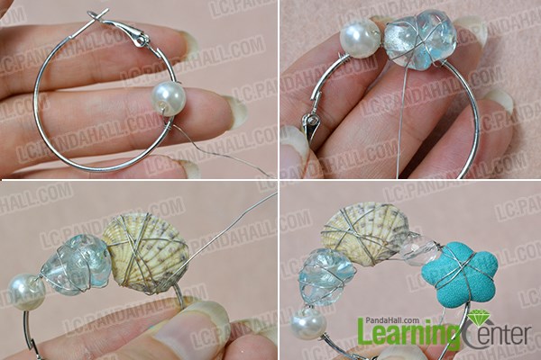 Wrap beads on the earring hoop