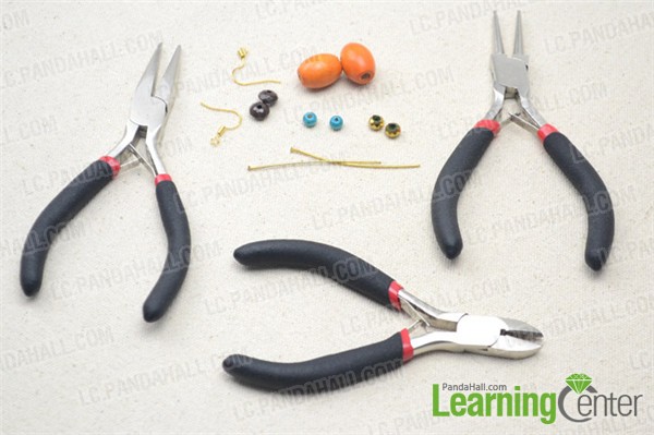 Materials and tools for making drop style dangle earrings