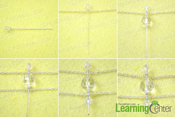 Make bead and chain link for the wedding crystal chunky necklace