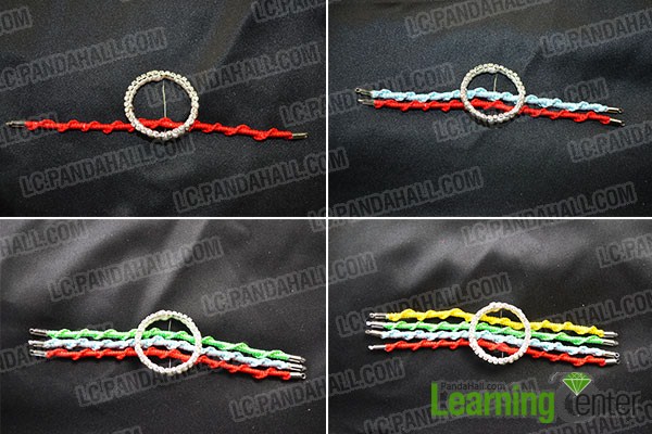 combine the 4 woven bracelets with wrapped ring