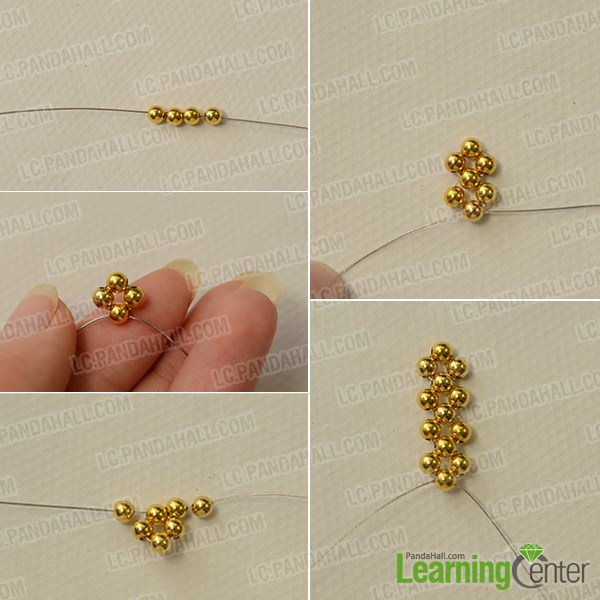 Stitch basic patterns with gold bead spacers