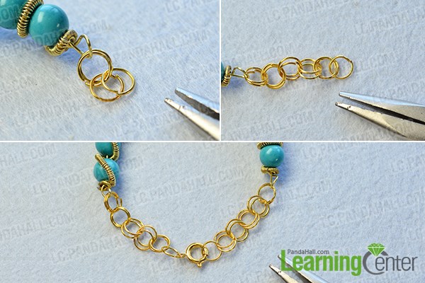 Finish the handmade turquoise bead bracelet