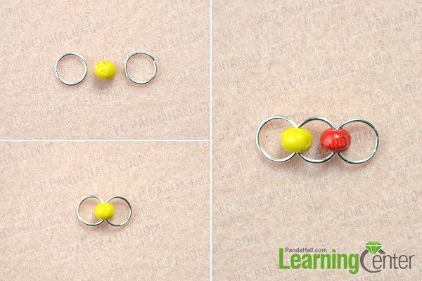 Make three jump ring chains for the bracelet