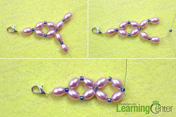 Make the basic pattern A for the large pearl choker necklace