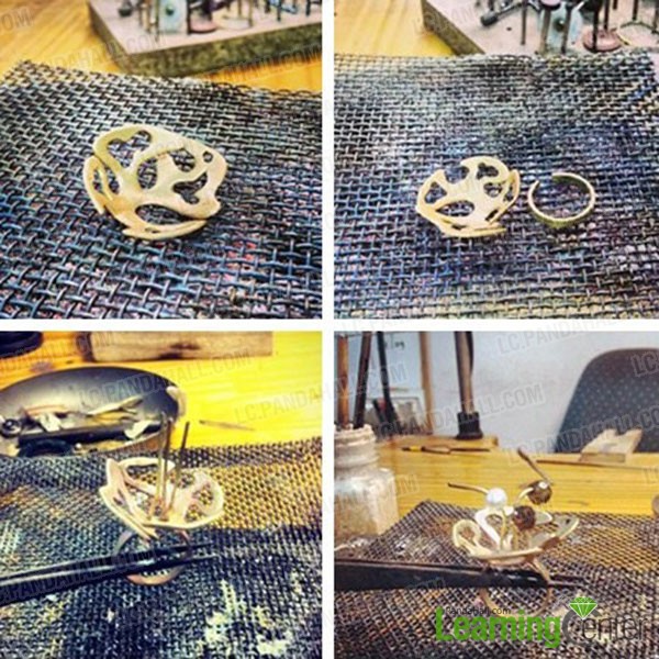 shape the piece into a flower ring pattern