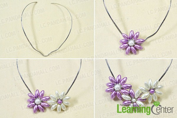 combine pearl bead flowers with aluminum wire