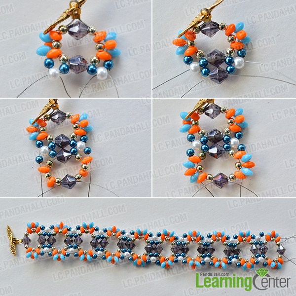 make the second part of the 2-hole seed bead flower bracelet