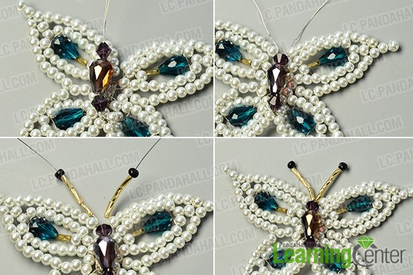 make the four part of the beaded butterfly brooch
