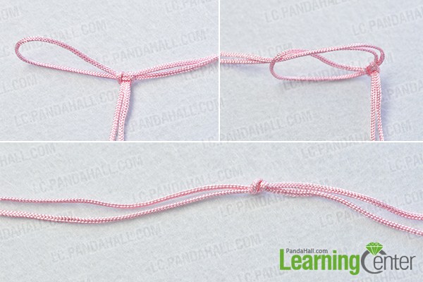 make the first part of the pink butterfly bow friendship bracelet