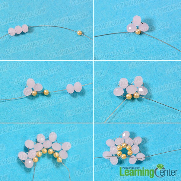 make the first part of the rose flower glass bead bracelet