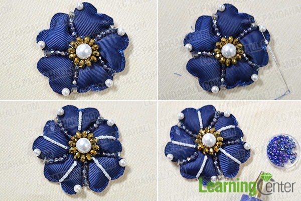 add beads onto the blue flower2