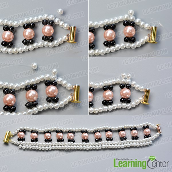 Step 4: Decorate the outside part of this beaded pearl bracelet