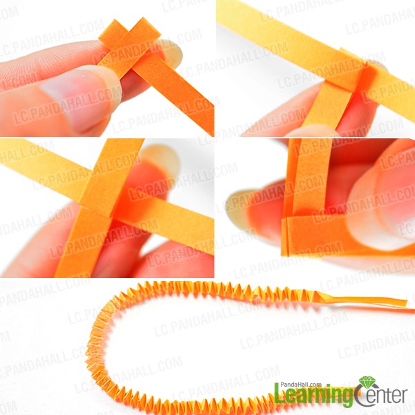 make an orange quilling paper twisted strip