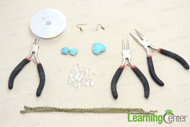 Supplies needed while making the turquoise jewelry set