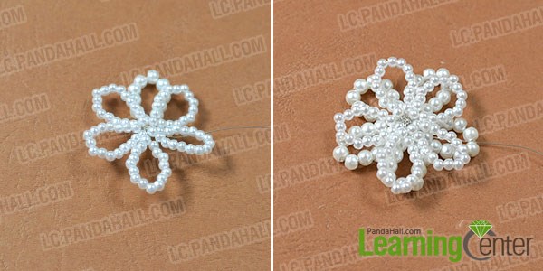 Make one more flower with 4mm pearl beads