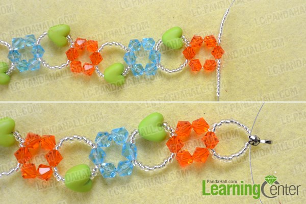Make the basic flower pattern for glass bead bracelets