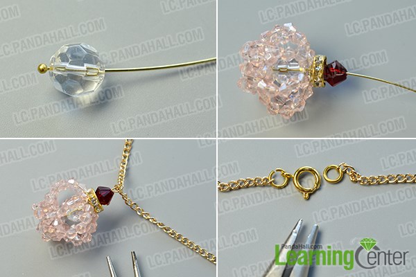 Decorate the top part the beaded crown pendant and finish the necklace
