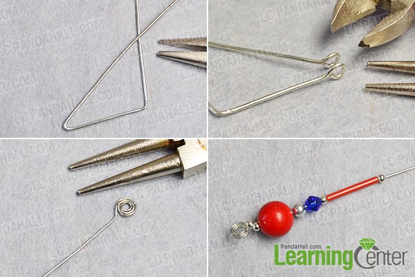 make the basic part of the wire wrapped glass beads earrings