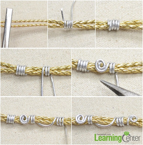 Step 1: Wrap leather cord with wire
