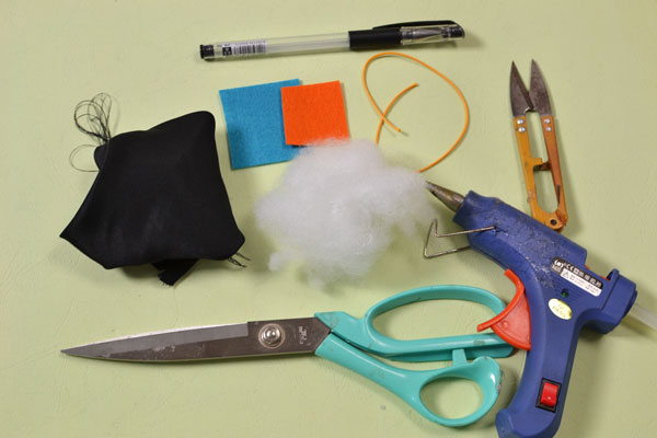 Materials and tools needed in the black ghost craft bag: