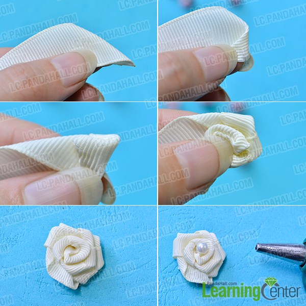 make a white ribbon flower 