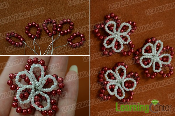 make red pearl flowers and add them below the seed bead flowers