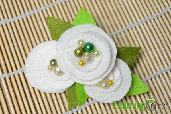 finished white camellia flower hair clip