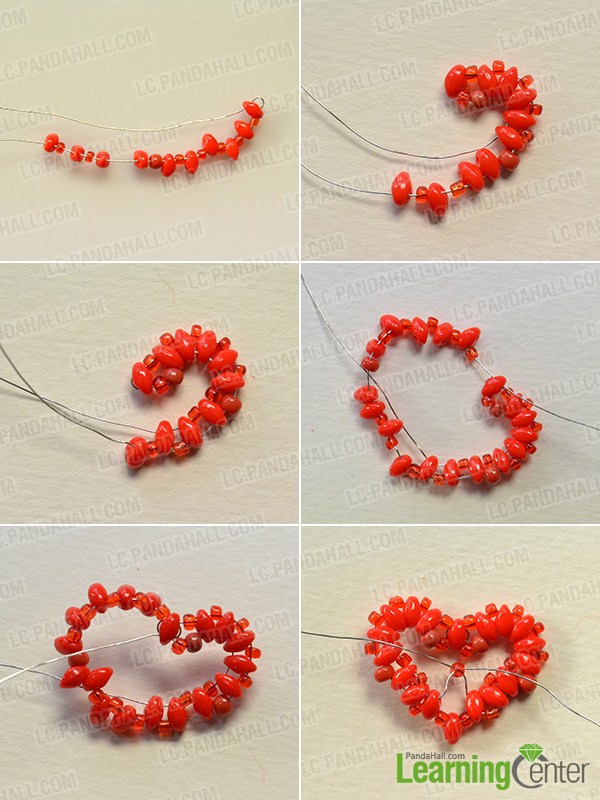 make the first part of the seed bead heart earrings